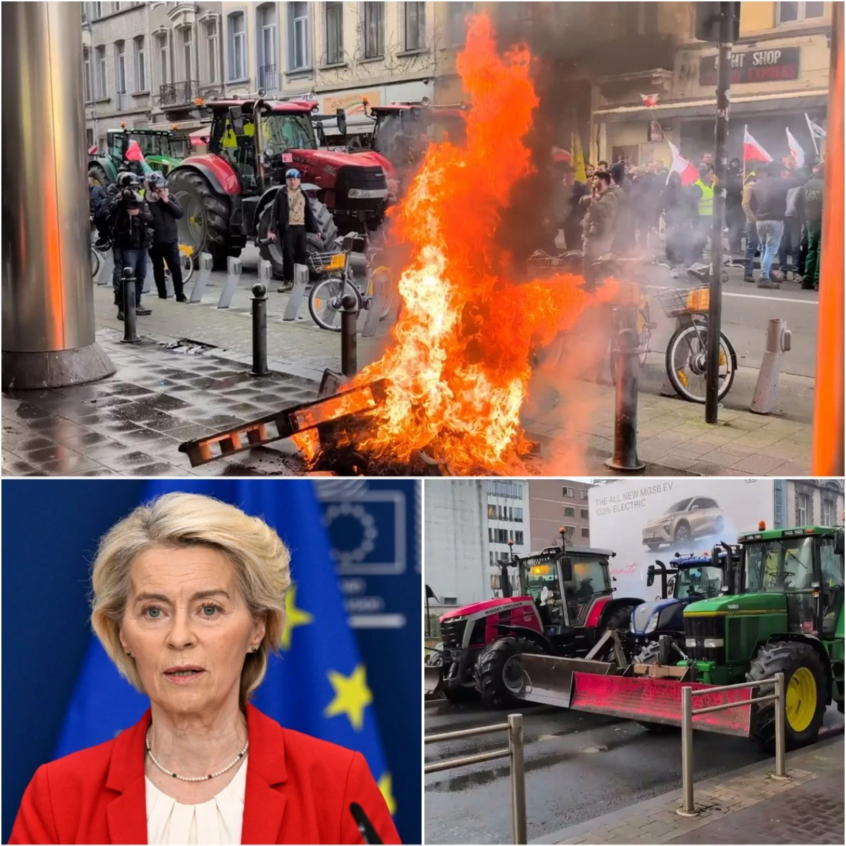 Farmers Storm Brussels With Tractors As Fiery Protest Erupts Outside Parliament._hihehu