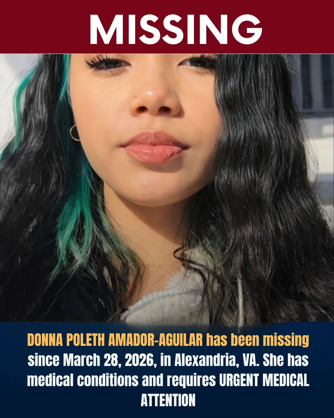 URGENT MISSING CHILD ALERT – DONNA POLETH AMADOR-AGUILAR