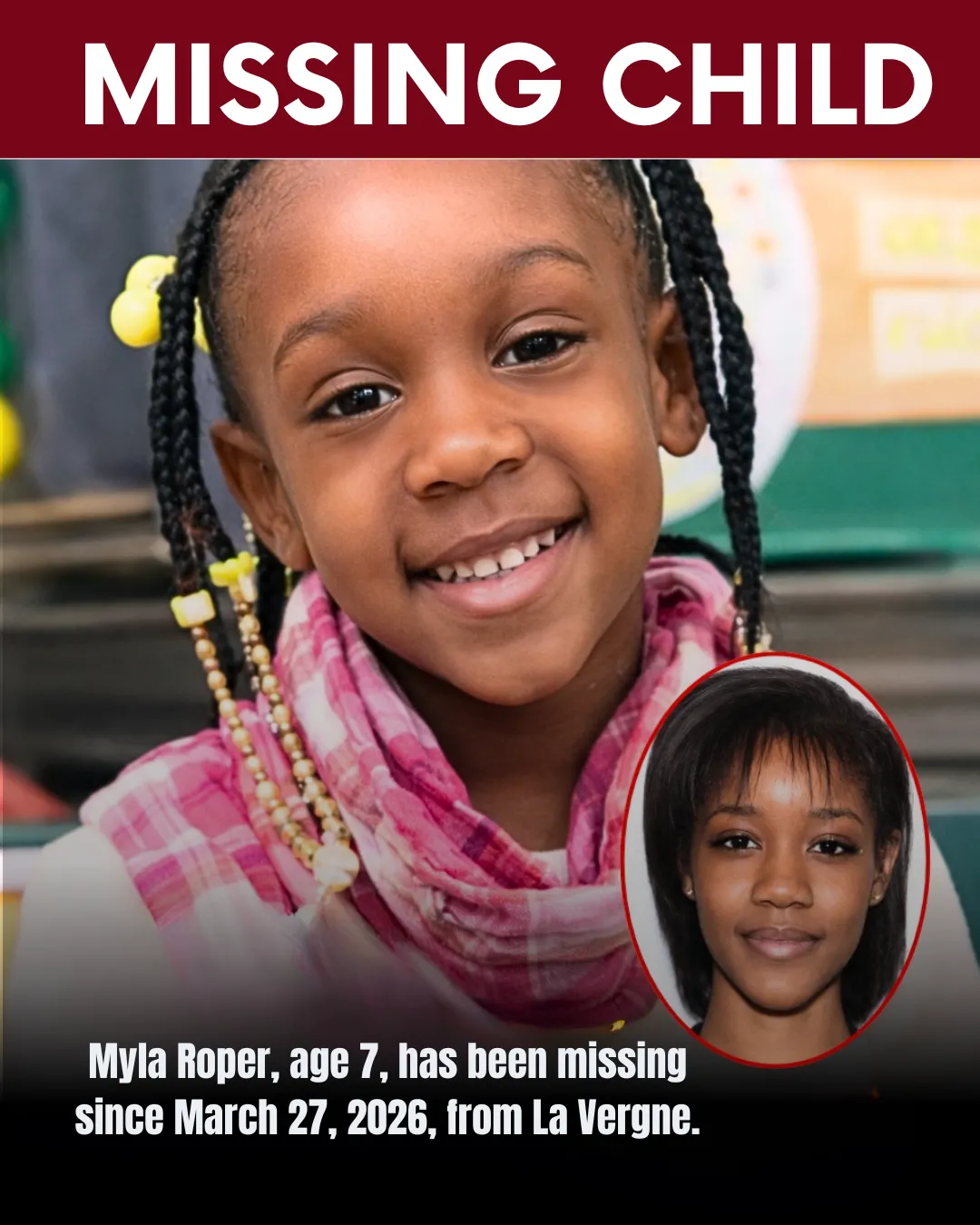 HELP LOCATE MYLA ROPER – MISSING CHILD ALERT