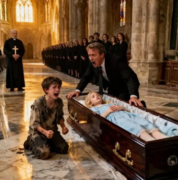 A homeless Black boy ran to the coffin and revealed a horrifying truth that left the millionaire speechless