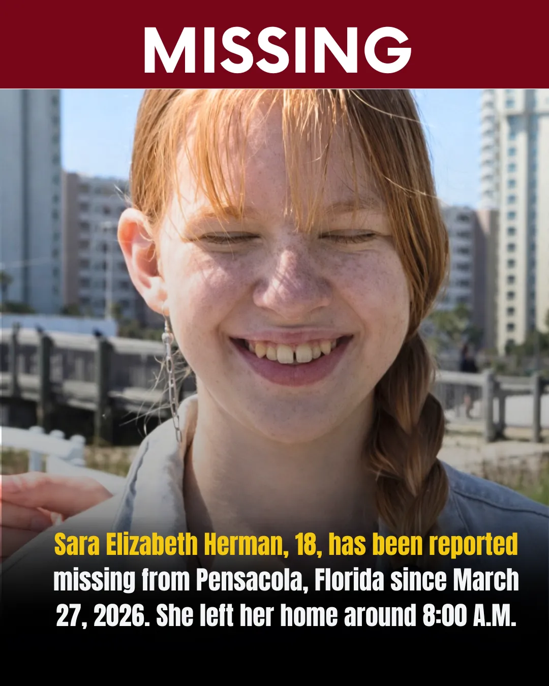  URGENT MISSING PERSON ALERT – HELP LOCATE SARA ELIZABETH HERMAN 