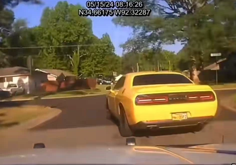 Arkansas Trooper And Dodge Challenger End Up In Ditch After Short Chase And PIT Maneuver