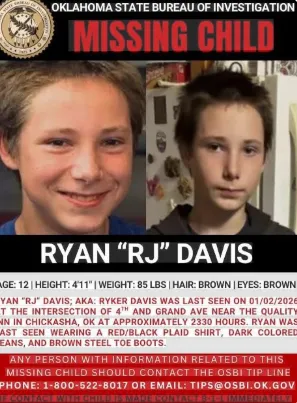 Great News: Missing 12-Year-Old Ryan “RJ” Davis Found Safe!